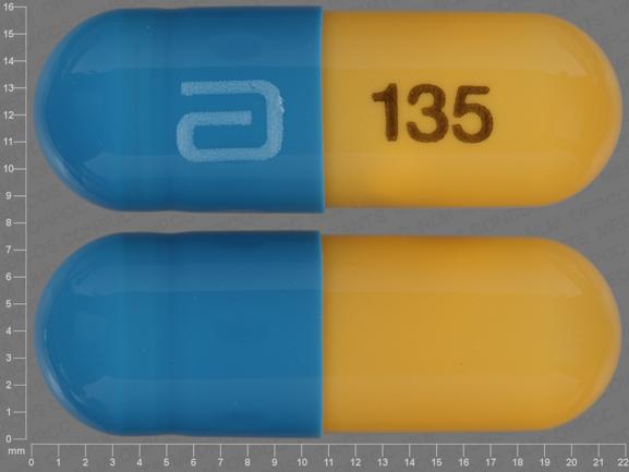 Pill a 135 Blue Capsule-shape is Fenofibric Acid Delayed-Release