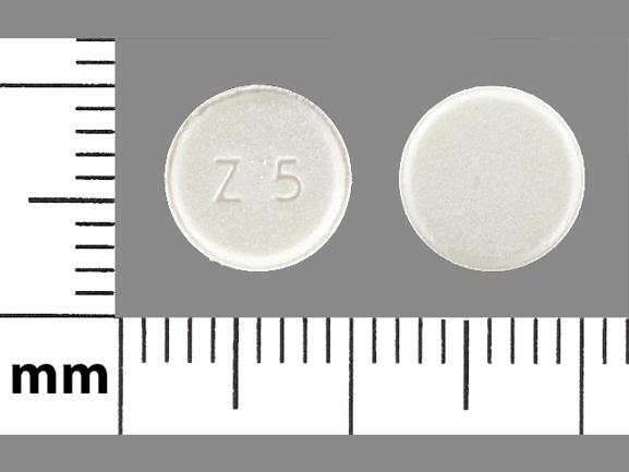 Pill Z 5 White Round is Zolmitriptan (Orally Disintegrating)