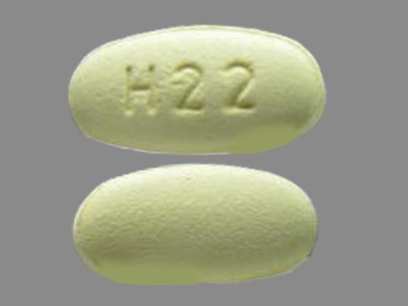 Pill H22 Yellow Elliptical/Oval is Minocycline Hydrochloride Extended-Release