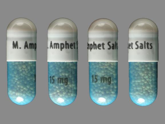 Amphetamine and dextroamphetamine extended release 15 mg M. Amphet Salts 15 mg