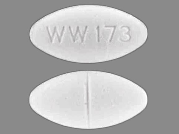 Pill WW 173 White Oval is Captopril