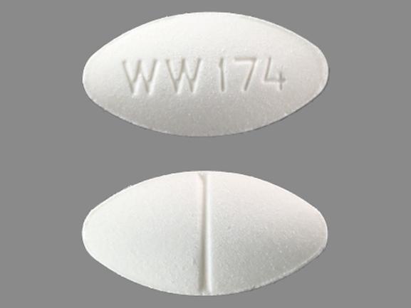 Pill WW 174 White Oval is Captopril