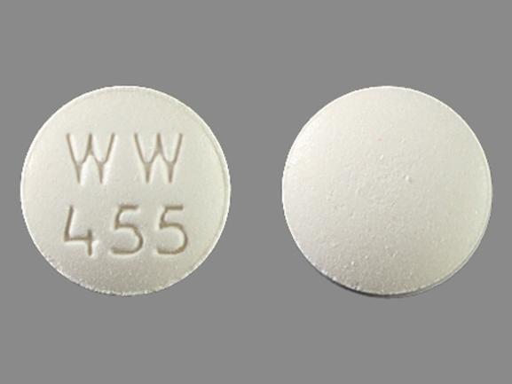 Pill WW 455 White Round is Phenobarbital