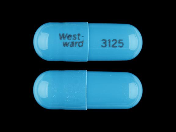 Pill West-ward 3125 Blue Capsule-shape is Hydrochlorothiazide