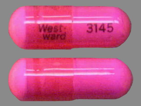 Pill West-ward 3145 Pink Capsule/Oblong is Ephedrine Sulfate