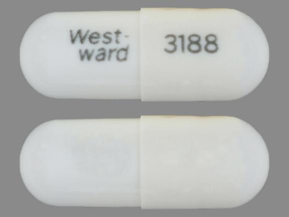 Pill West-ward 3188 White Capsule/Oblong is Lithium Carbonate