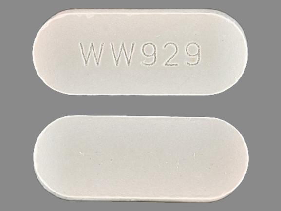Pill WW929 White Capsule/Oblong is Ciprofloxacin Hydrochloride