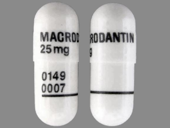 Pill MACRODANTIN 25 mg 0149 0007 White Capsule/Oblong is Macrodantin