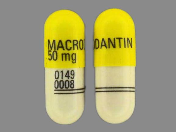 Pill MACRODANTIN 50 mg 0149 0008 Yellow Capsule/Oblong is Macrodantin