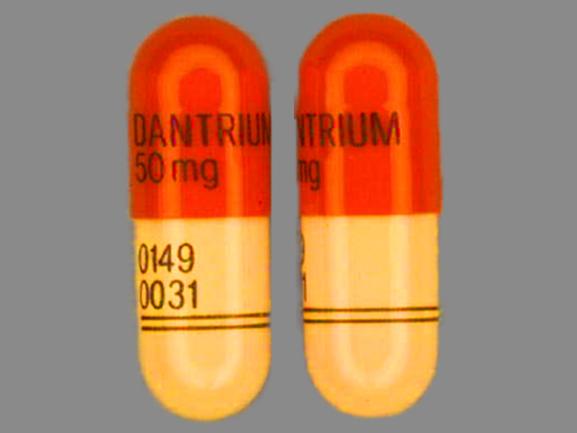 Pill DANTRIUM 50 mg 0149 0031 Orange Capsule/Oblong is Dantrium