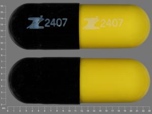 Pill Z 2407 Black & Yellow Capsule/Oblong is Tetracycline Hydrochloride