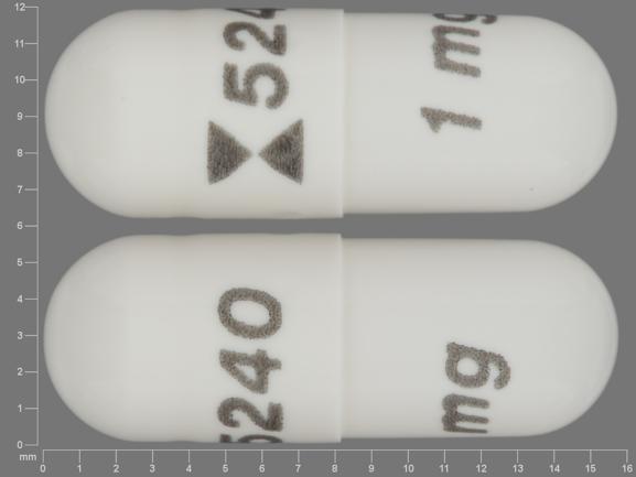 Pill logo 5240 1 mg White Capsule/Oblong is Anagrelide Hydrochloride
