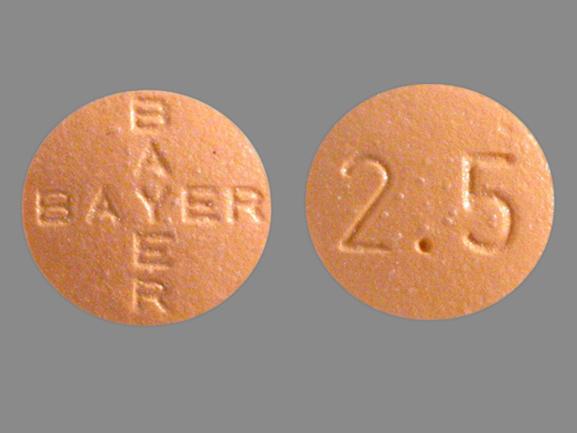 Pill BAYER BAYER 2.5 Orange Round is Levitra
