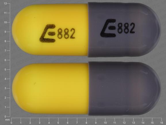 Pill E882 E882 Gray Capsule/Oblong is Phentermine Hydrochloride