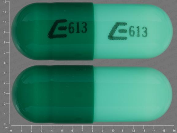 Pill E613 E613 Green Capsule/Oblong is Hydroxyzine Pamoate