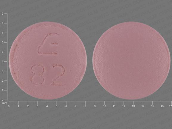 Pill E 82 Pink Round is Benazepril Hydrochloride