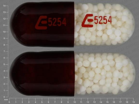 Pill E5254 E5254 Brown & Clear Capsule/Oblong is Phendimetrazine Tartrate Extended-Release
