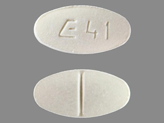 Pill E 41 White Oval is Fosinopril Sodium