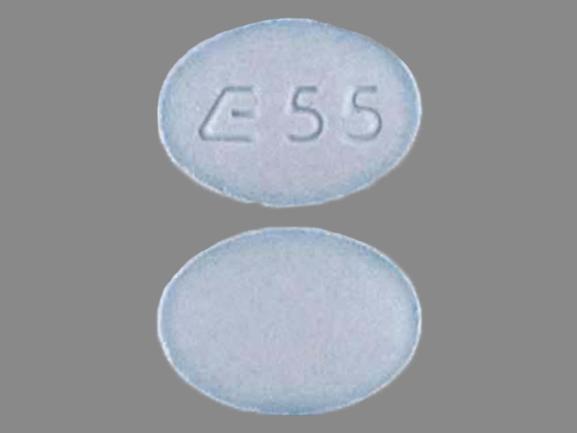 Pill E 55 Blue Oval is Metolazone