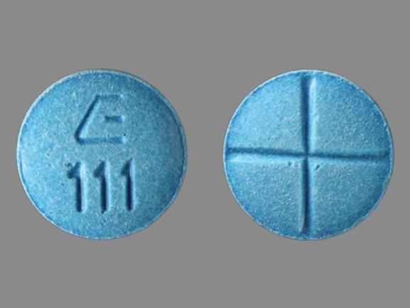 Pill E 111 Blue Round is Amphetamine and Dextroamphetamine