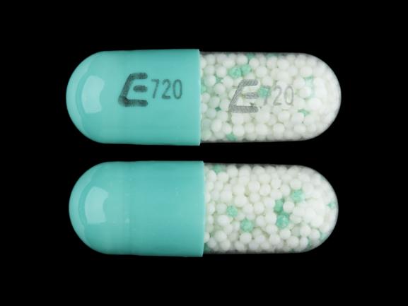 Pill E720 E720 Green Capsule/Oblong is Indomethacin SR