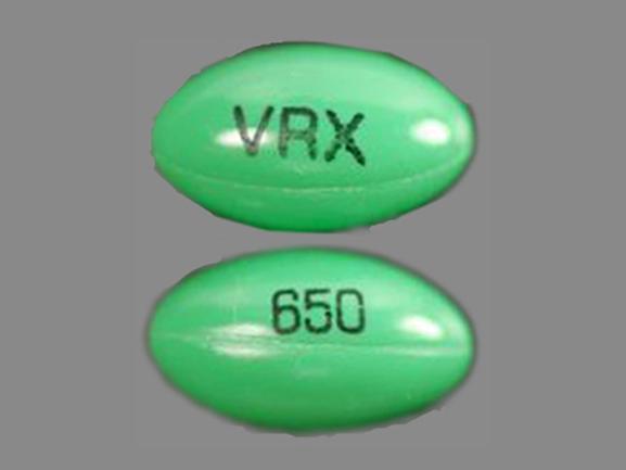 Pill VRX 650 Green Capsule-shape is Oxsoralen-Ultra