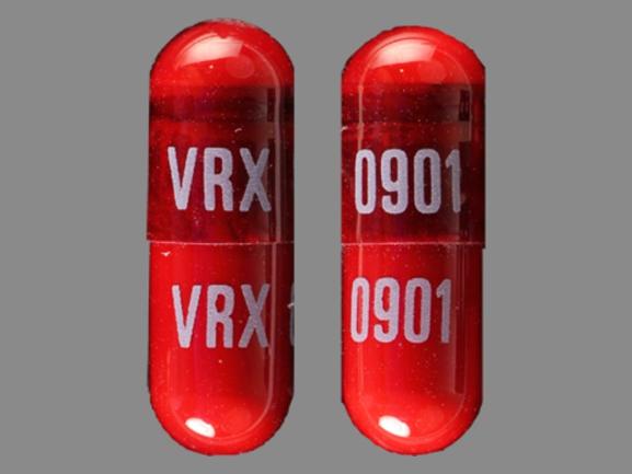 Pill VRX 0901 VRX 0901 Red Capsule-shape is Testred