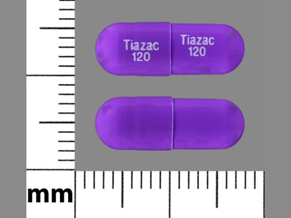 Pill Tiazac 120 Tiazac 120 Purple Capsule-shape is Tiazac