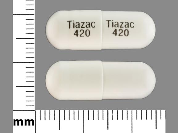 Pill Tiazac 420 Tiazac 420 White Capsule/Oblong is Tiazac