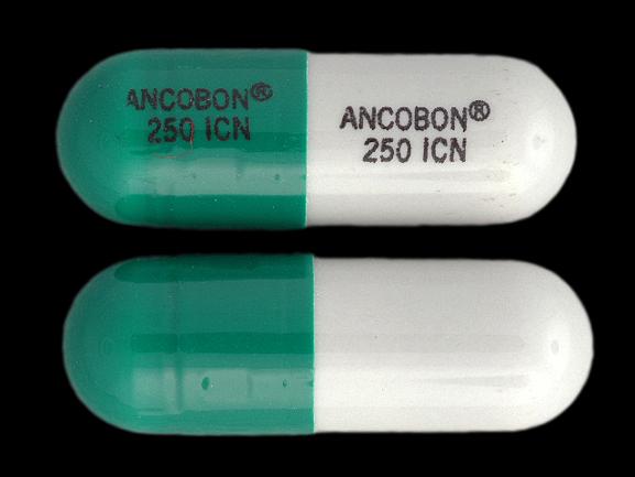 Pill ANCOBON 250 ICN Gray Capsule/Oblong is Flucytosine