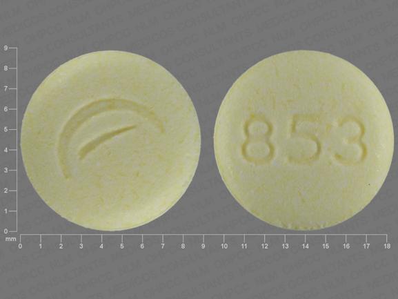 Pill Logo (Actavis) 853 Yellow Round is Guanfacine Hydrochloride Extended-Release
