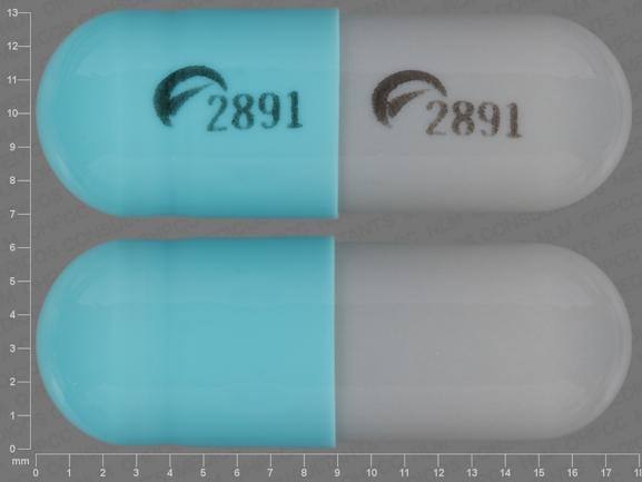Pill Logo 2891 Logo 2891 Blue & Gray Capsule-shape is Duloxetine Hydrochloride Delayed-Release