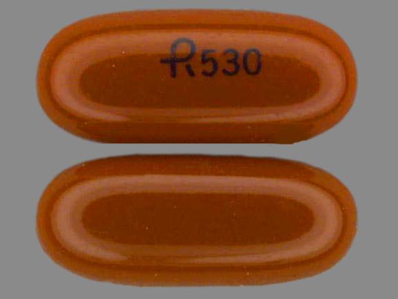 Pill R 530 Red Capsule/Oblong is Nifedipine