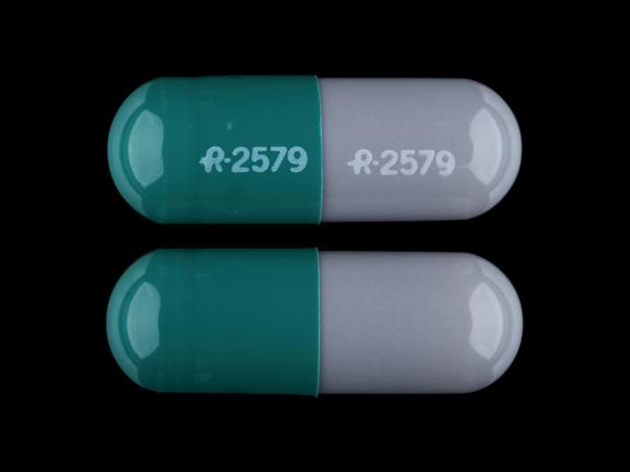 Pill R 2579 R 2579 Green Capsule/Oblong is Diltiazem Hydrochloride Extended-Release (CD)