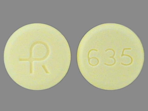 Pill R 635 Yellow Round is Lovastatin