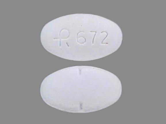 Pill R672 White Elliptical/Oval is Spironolactone