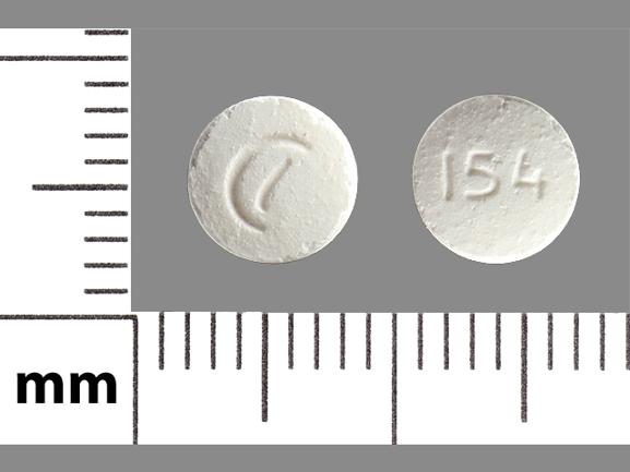 Pill Logo (Actavis) 154 White Round is Buprenorphine Hydrochloride and Naloxone Hydrochloride (Sublingual)