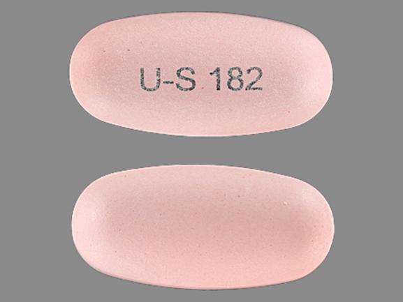 Pill U-S 182 Pink Elliptical/Oval is Divalproex Sodium Delayed-Release