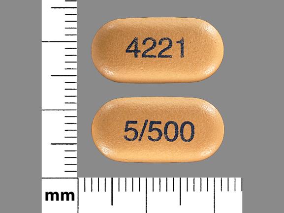 Pill 4221 5/500 Brown Capsule/Oblong is Kombiglyze XR