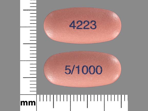 Pill 5/1000 4223 Pink Capsule/Oblong is Kombiglyze XR
