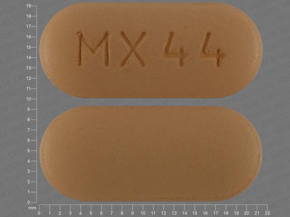 Pill MX44 Peach Capsule/Oblong is Amlodipine Besylate and Valsartan