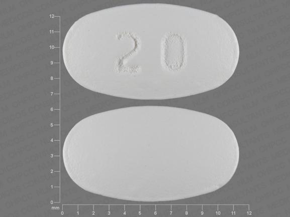 Pill 20 White Oval is Atorvastatin Calcium
