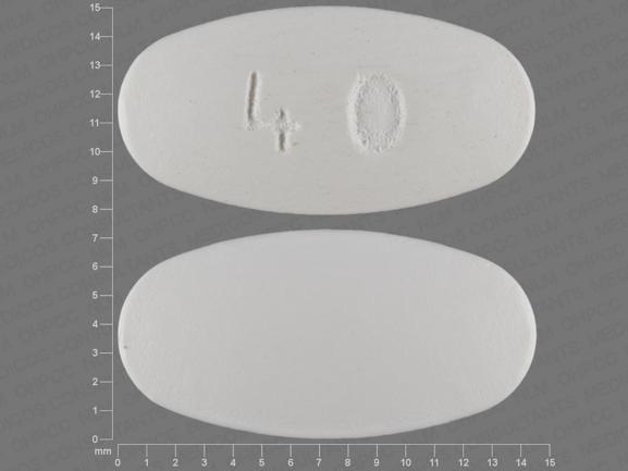 Pill 40 White Elliptical/Oval is Atorvastatin Calcium