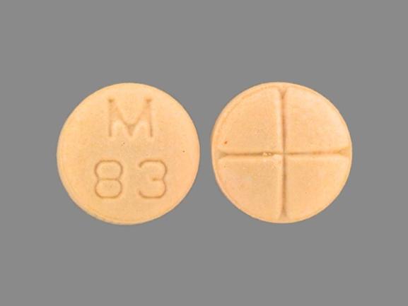 Pill M 83 is Captopril and Hydrochlorothiazide 25 mg / 25 mg