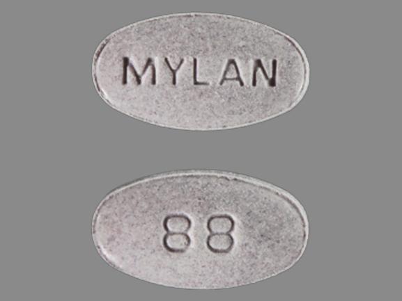 Pill 88 MYLAN Purple Oval is Carbidopa and Levodopa Extended Release