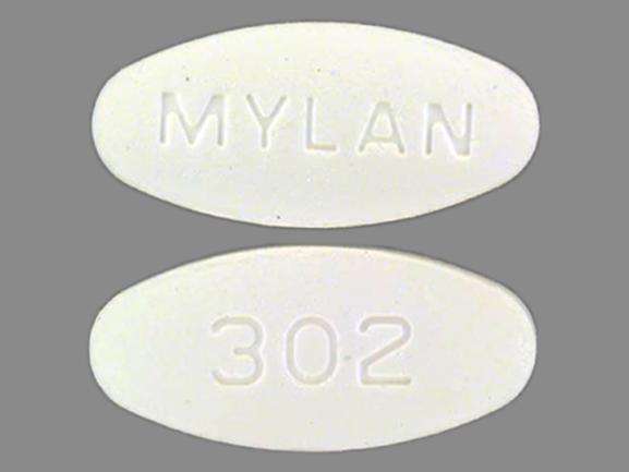 Pill MYLAN 302 White Oval is Acyclovir