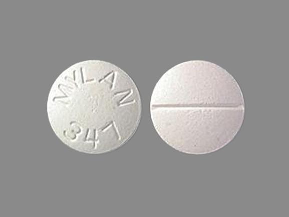 Pill MYLAN 347 White Round is Hydrochlorothiazide and propranolol hydrochloride