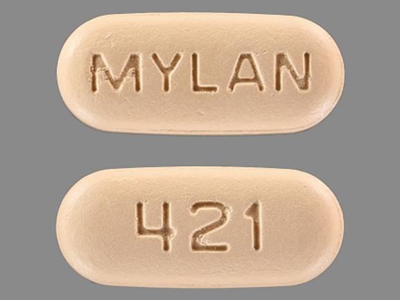 Pill MYLAN 421 Orange Elliptical/Oval is Methyldopa