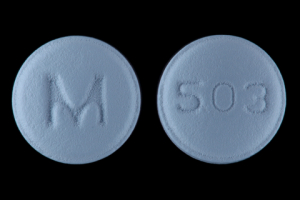 Pill 503 M Blue Round is Bisoprolol Fumarate and Hydrochlorothiazide