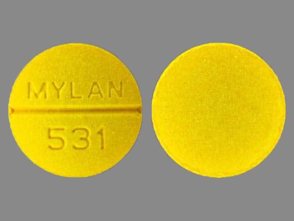 Pill MYLAN 531 Yellow Round is Sulindac